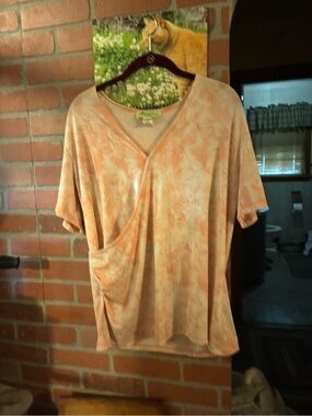 Marciano Peach Floral Short-Sleeve Wrap Top